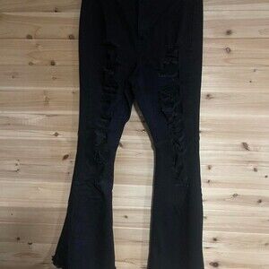 Rue 21 Black Distressed Flare Jeans E 72 A